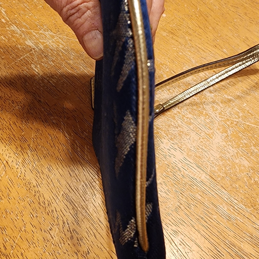 Coach Navy Blue Glitter Script Heart Wristlet - Picture 7 of 10
